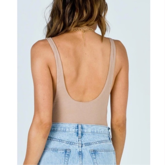Princess Polly Low-Cut, Backless Bodysuit (Beige) - Picture 2 of 7